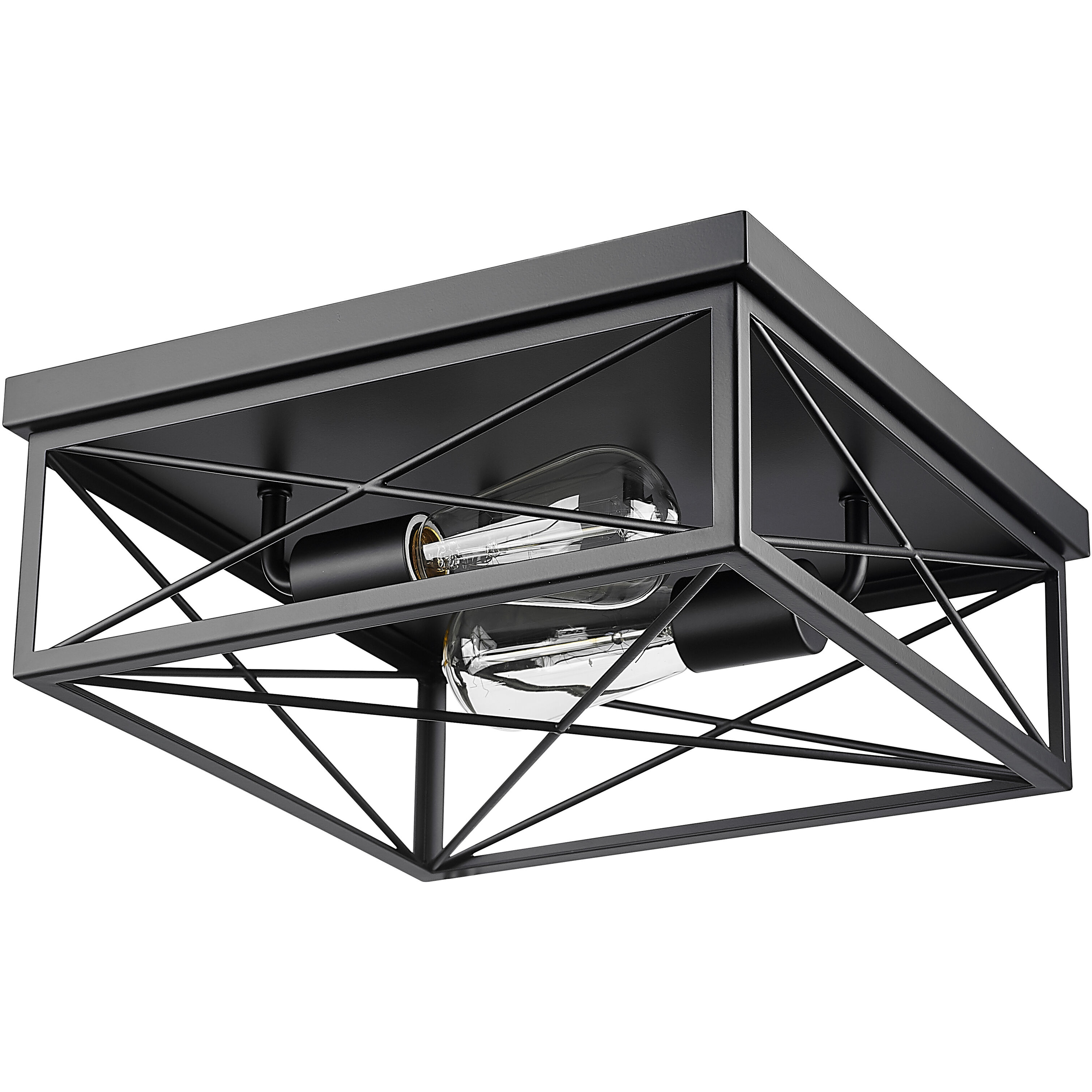 None 2 Light 13 inch Matte Black Flush Mount Ceiling Light